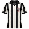 Camisa Polo do Corinthians Retrô Listrada Coimbra - Masculina PRETO/BRANCO