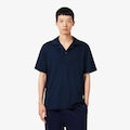 Camisa Polo Lacoste Bordada Paris Classic Fit de Gola Aberta AZUL