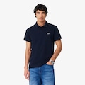 Opção de cor AZUL ESCURO de Camisa polo de algodão misto de caimento regular
