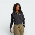 Opção de cor BRANCO/PRETO de Jaqueta Feminina adidas 3 Stripes com Capuz