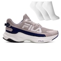 Opção de cor BEGE/BRANCO de Tênis Masculino Fila Recovery + 3 Pares de Meias