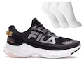 Opção de cor PRETO/CINZA de Tênis Feminino Fila Recovery + 3 Pares de Meias