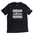 Camiseta Masculina Adidas Double Gola Redonda Manga Curta PRETO