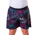Short Flores Elite Masculino Cós Elástico Cordão leve Casual PRETO/AZUL
