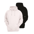 Opção de cor BRANCO/PRETO de Kit 2 Moletons Feminino Ragor Algodão Capuz Bolso Conforto