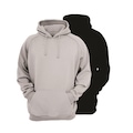 Opção de cor CINZA/PRETO de Kit 2 Moletons Feminino Ragor Algodão Capuz Bolso Conforto