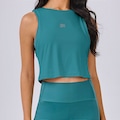 Camiseta Regata Alto Giro Cropped Refletivo Feminina VERDE