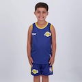 Kit Regata e Short Infantil Basquete Braziline Lakers ROXO