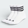 Meia Adidas Esportiva 3 Listras Cano Médio 3 Pares - Unissex BRANCO