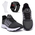 Opção de cor PRETO de Kit Tênis Masculino It Shoes Academia + Relógio Digital LED + Meia