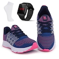Opção de cor AZUL de Kit Tênis Feminino It Shoes Academia + Relógio Digital LED + Meia