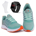Opção de cor VERDE de Kit Tênis Feminino It Shoes Academia + Relógio Digital LED + Meia