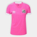 Camisa do Santos Outubro Rosa 2023/24 s/nº Umbro Feminina ROSA/BRANCO