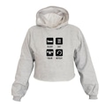 Opção de cor CINZA de Cropped Feminino Moletom Sleep Eat Train Repeat Capuz Estilo
