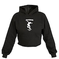 Opção de cor PRETO de Cropped Feminino Moletom Estampa Skate California Capuz Moda
