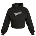 Opção de cor PRETO de Cropped Feminino Moletom Estampa Muay Thay Flanela Inverno