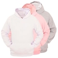 Opção de cor BRANCO/ROSA de Kit 3 Moletons Feminino Ragor Algodão Capuz Bolso Conforto