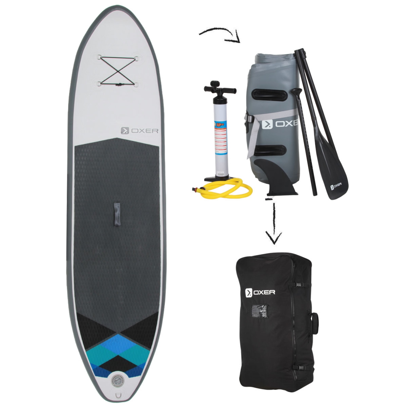 Prancha Stand Up Paddle Inflável Oxer 10.0 Pés com Mochila e Bomba