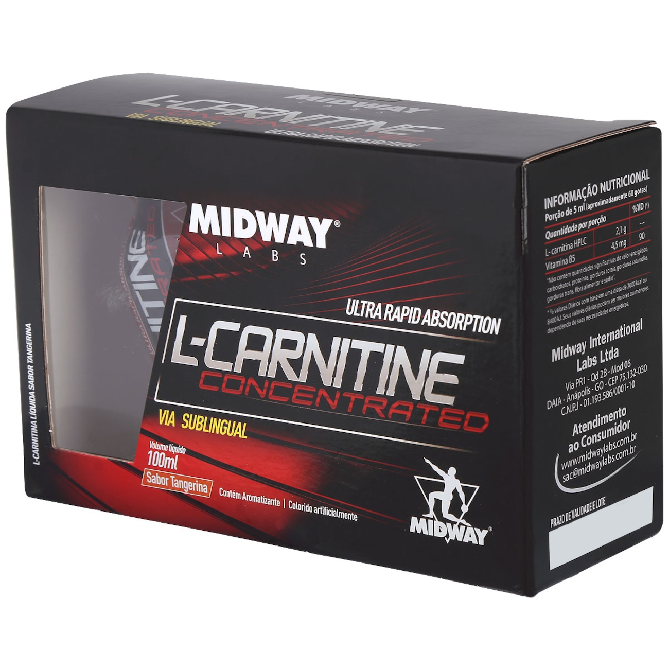 l carnitina midway Termogenico L-Carnitine Connecte Tangerina 100ml 500 mg of L L-carnitina 1400mg Por Dose -