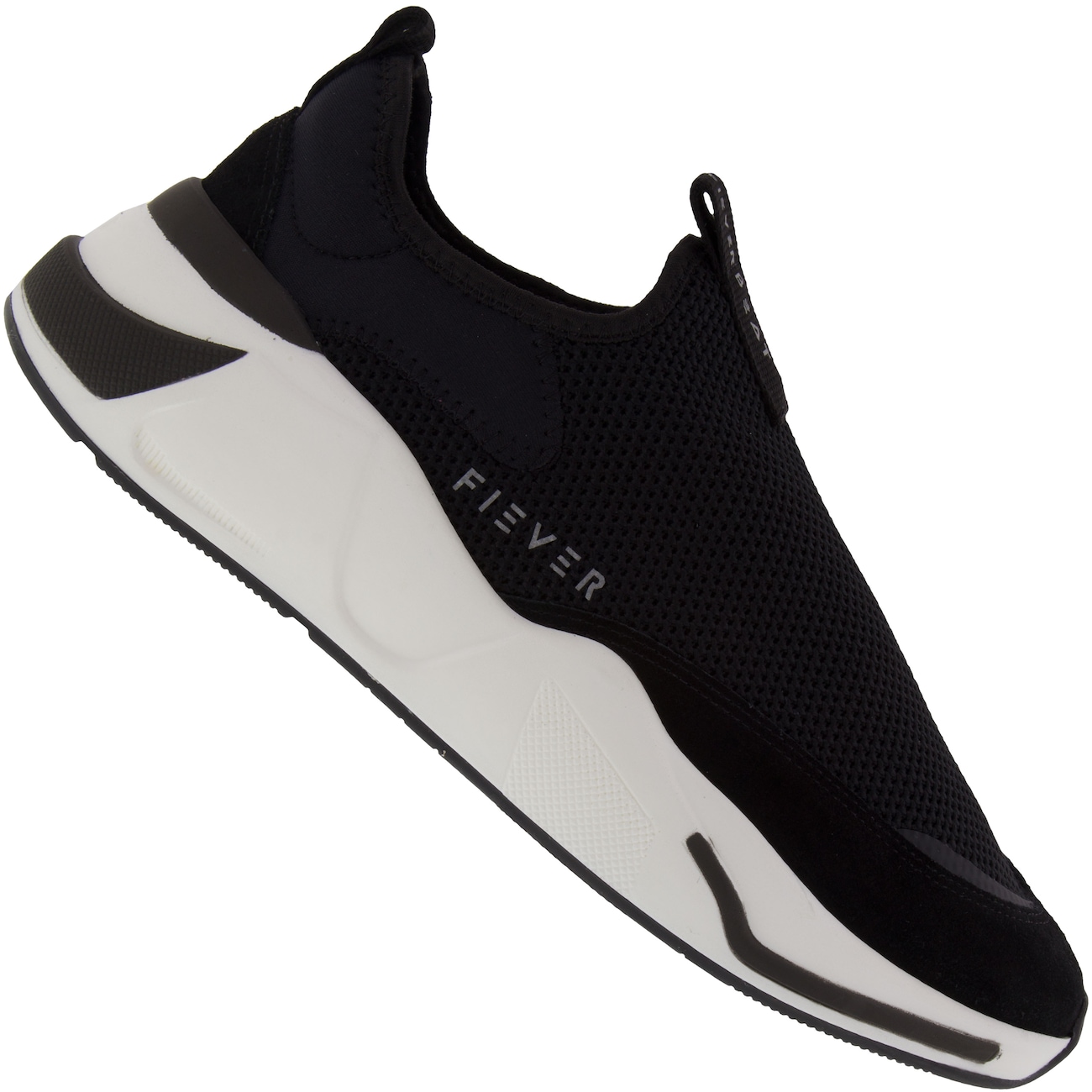 Tênis Preto Marca De Tenis Fiever Tênis Slip On Preto Knit ZZ Mov