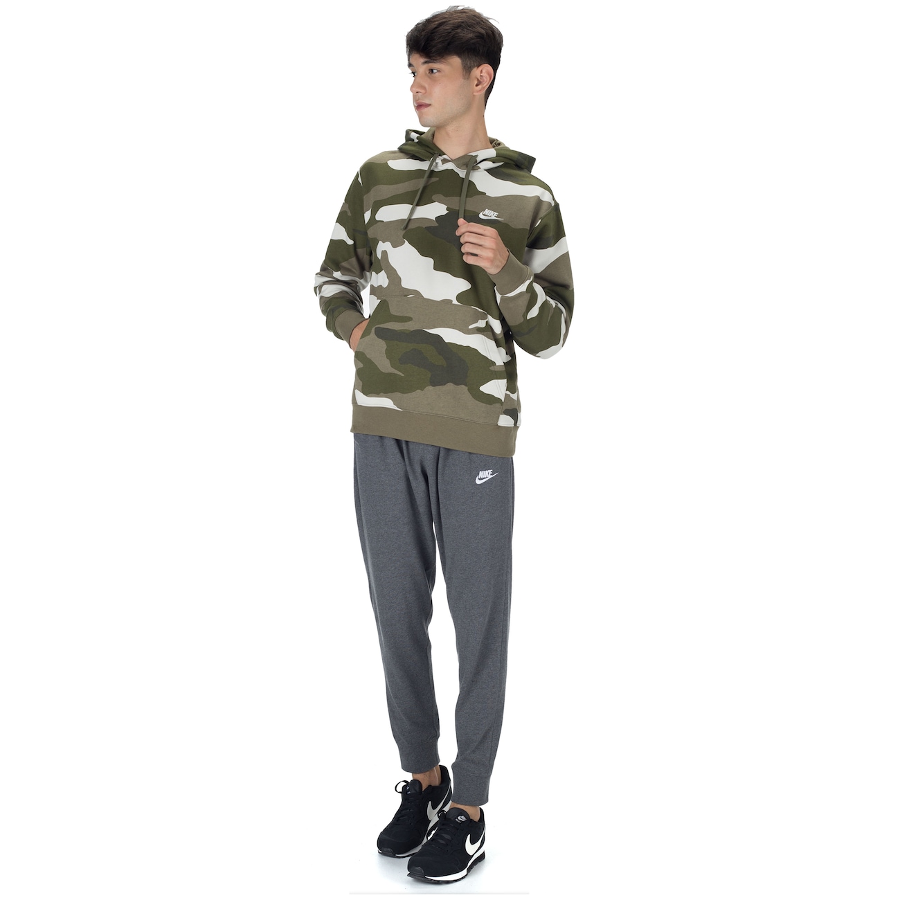 nike camo full zip moletom com capuz