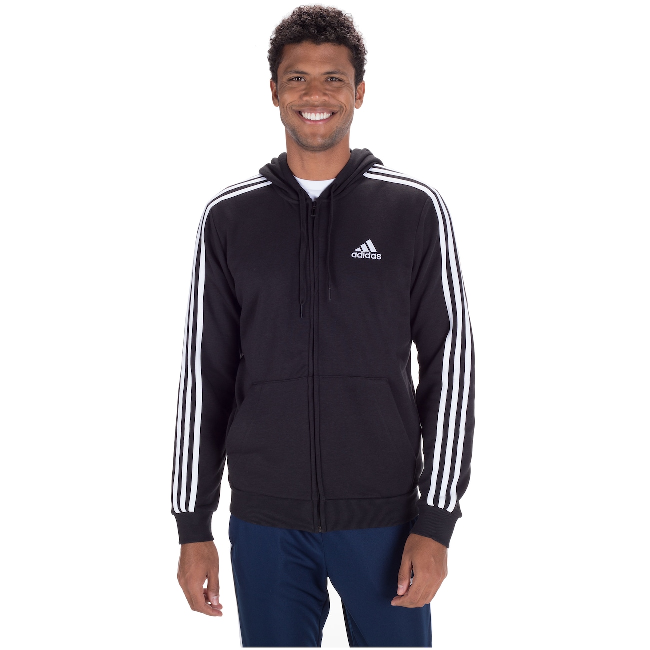 Jaqueta de Moletom com Capuz adidas Essentials 3S - Masculina em Promoção