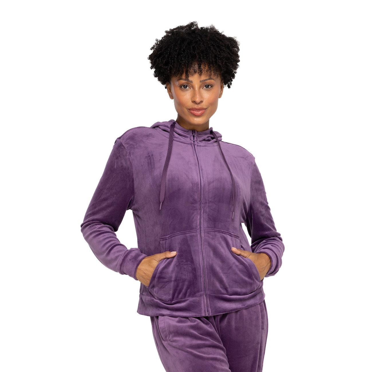 Jaqueta de Plush Feminina Oxer com Capuz e Bolso Centauro