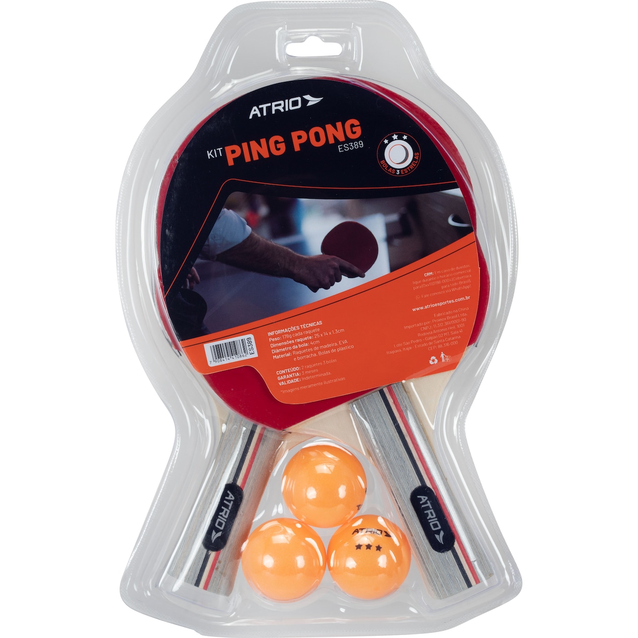 Kit Ping Pong Raquetes E Bolas Atrio - ES389 - atrioesportes