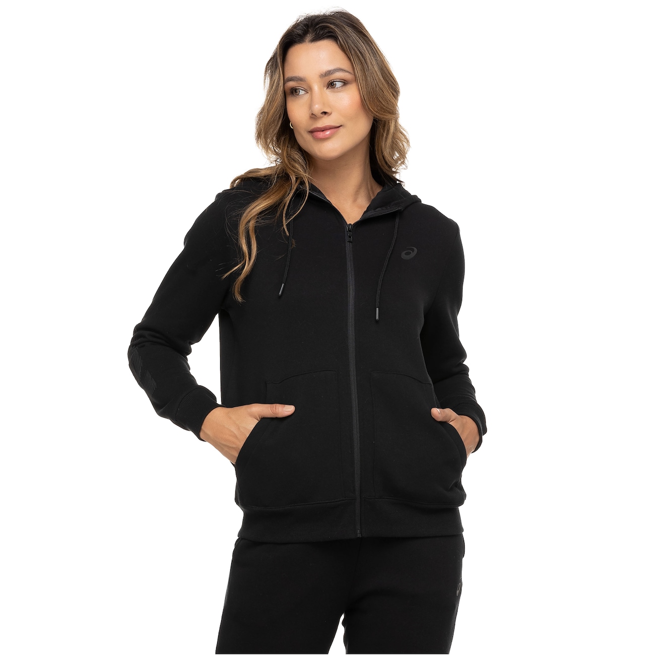 Jaqueta de Moletom Feminina ASICS com Capuz Canguru e Fleece