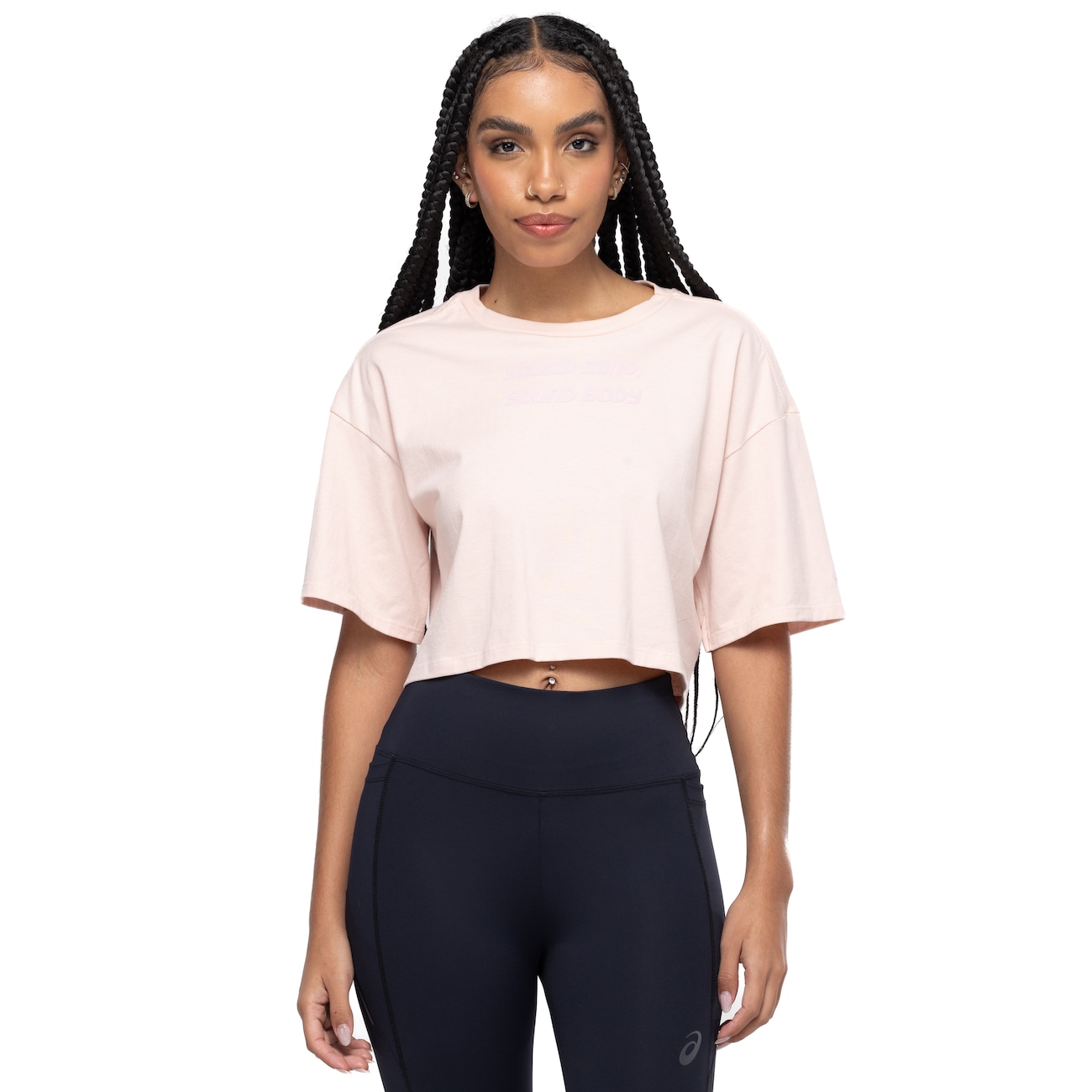 Blusa Cropped Manga Curta Feminina ASICS Box Quadrada