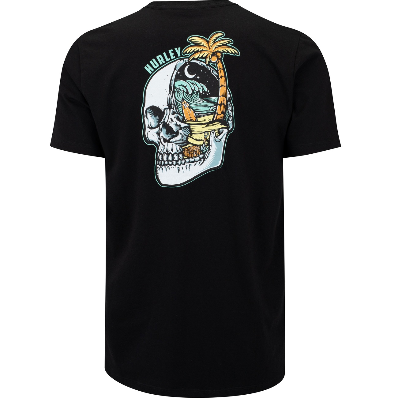 Camiseta Masculina Hurley Manga Curta Silk Skull Night - Video 1