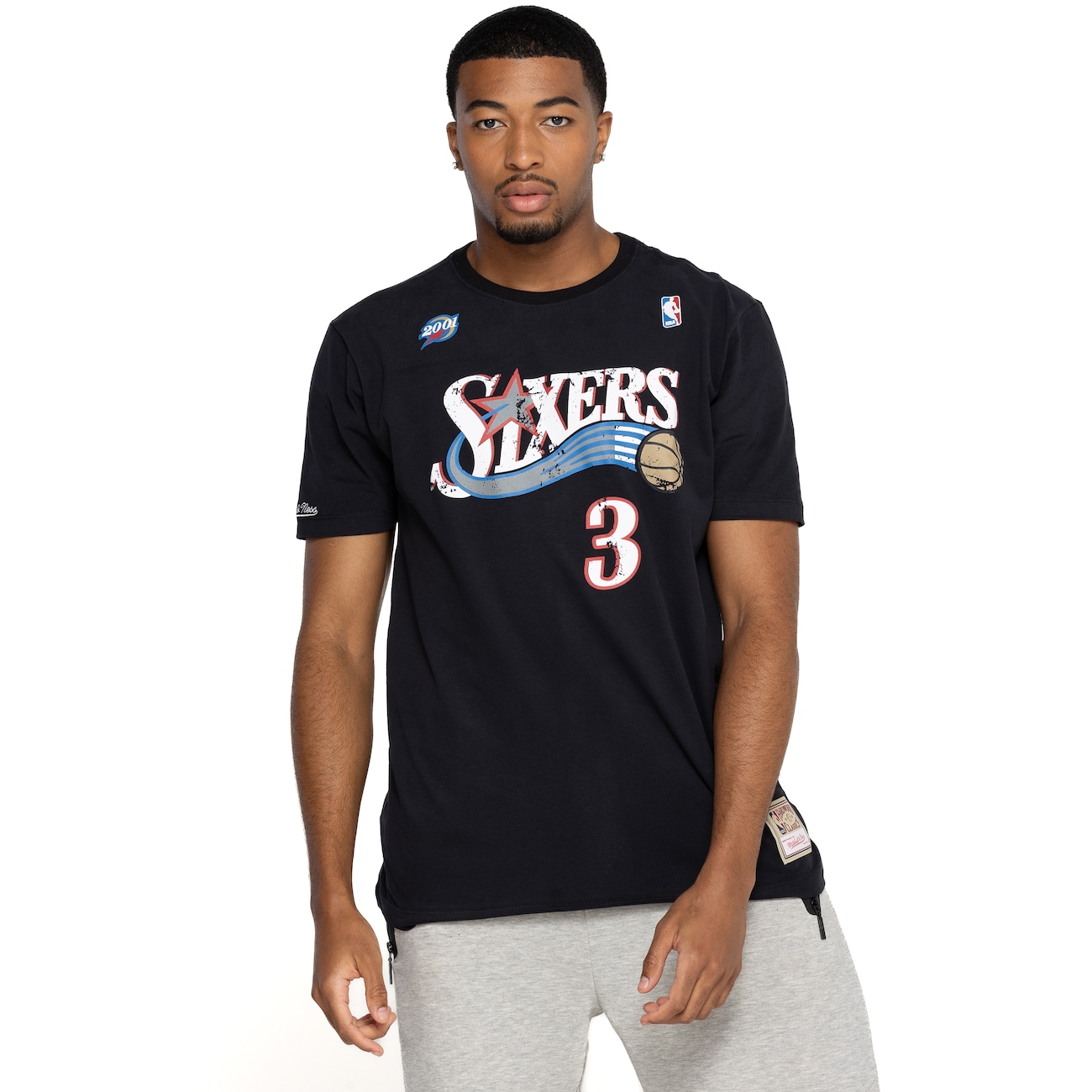 Camiseta Masculina Mitchell & Ness Philadelphia 76ers Manga Curta