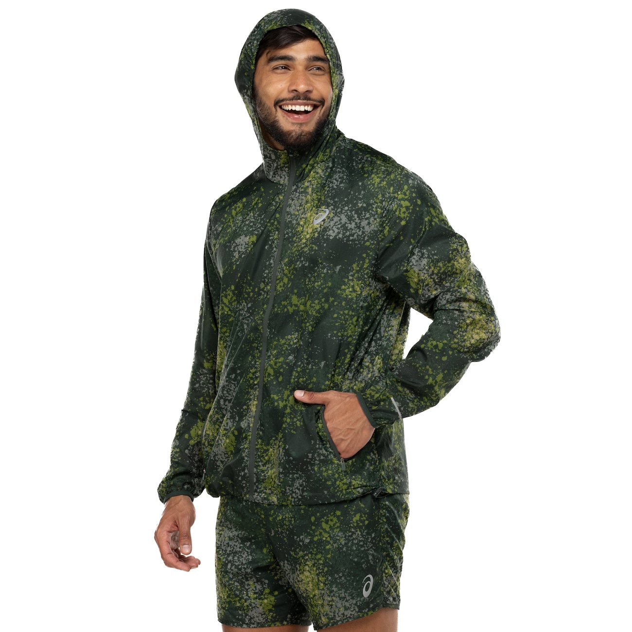 Jaqueta Masculina ASICS com Capuz Ultraleve Floresta Centauro