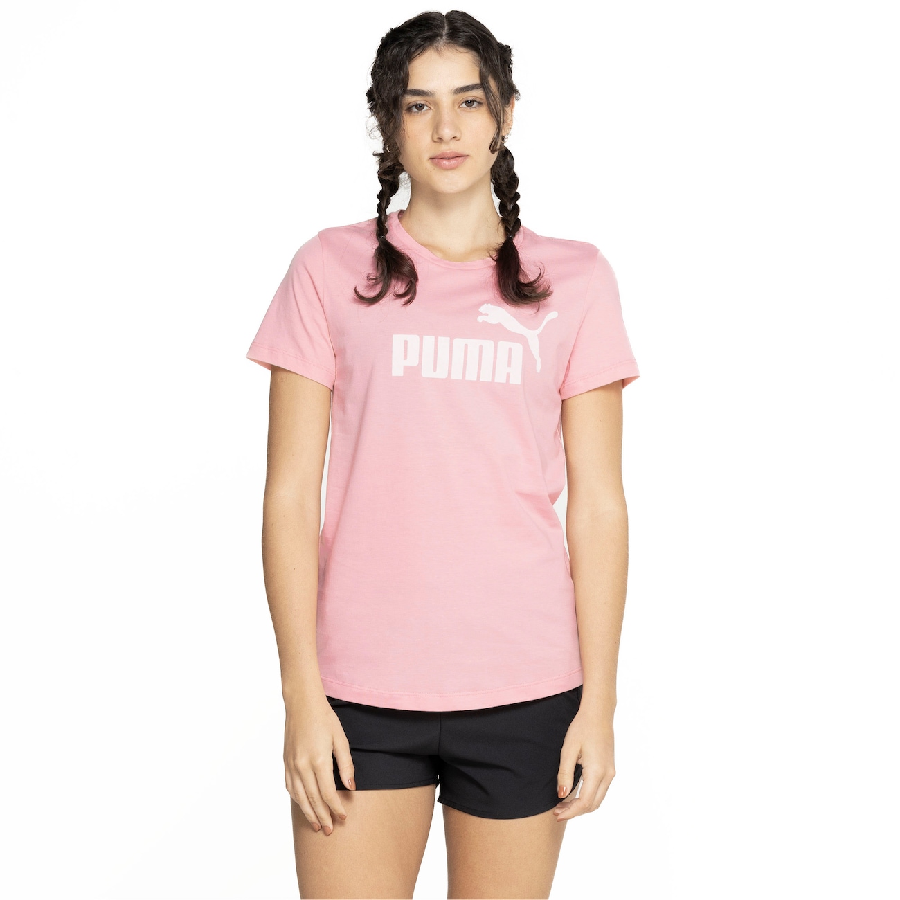 Camiseta Feminina Puma Manga Curta Essentials Logo Tee