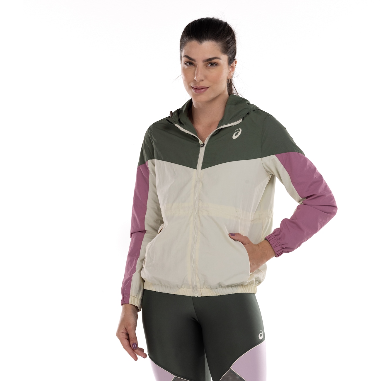 Jaqueta Feminina ASICS com Capuz Recortes