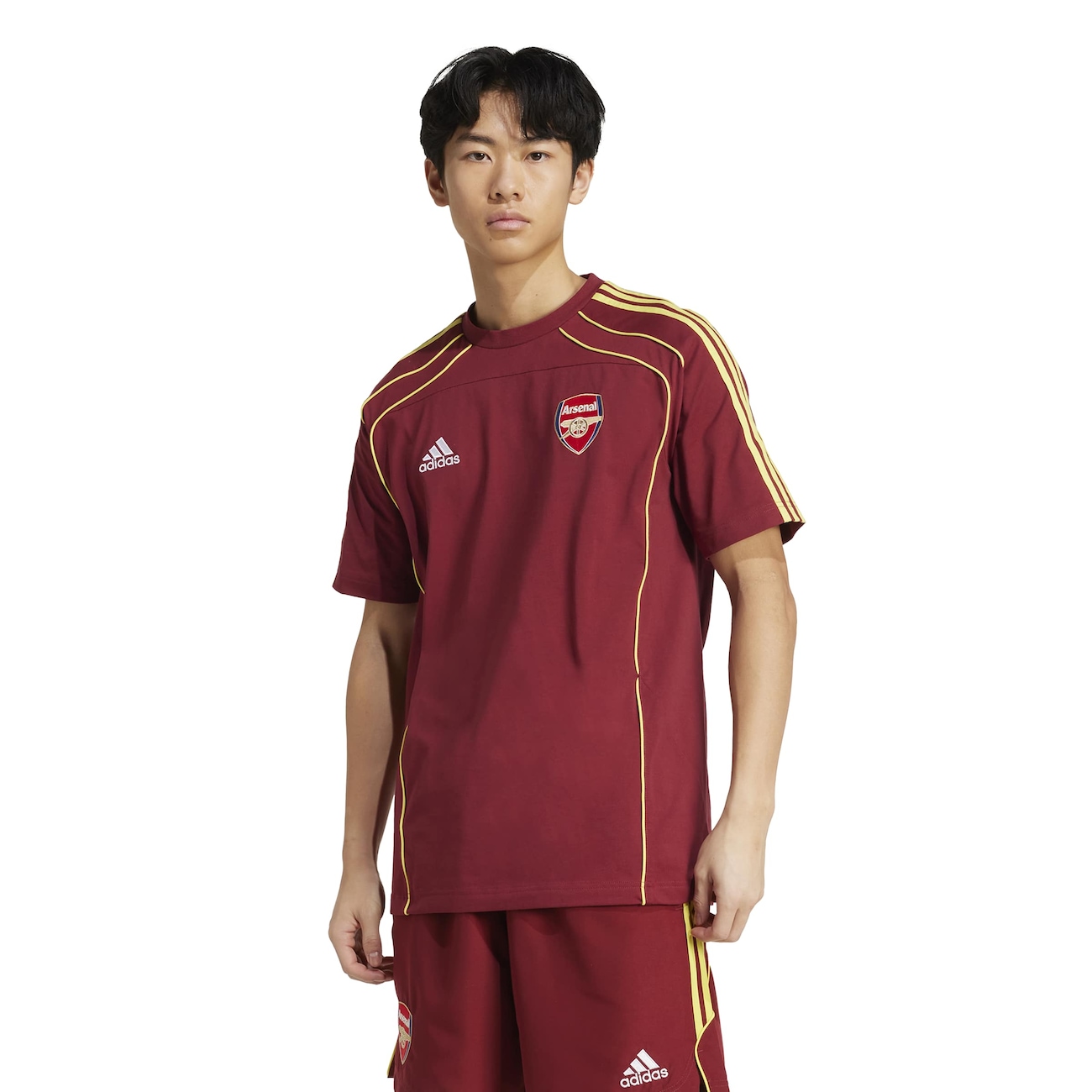  Arsenal ストライプ Tシャツ バーガンディ　406/50 Camiseta do Arsenal 25/26 Urban Purist adidas Masculina em