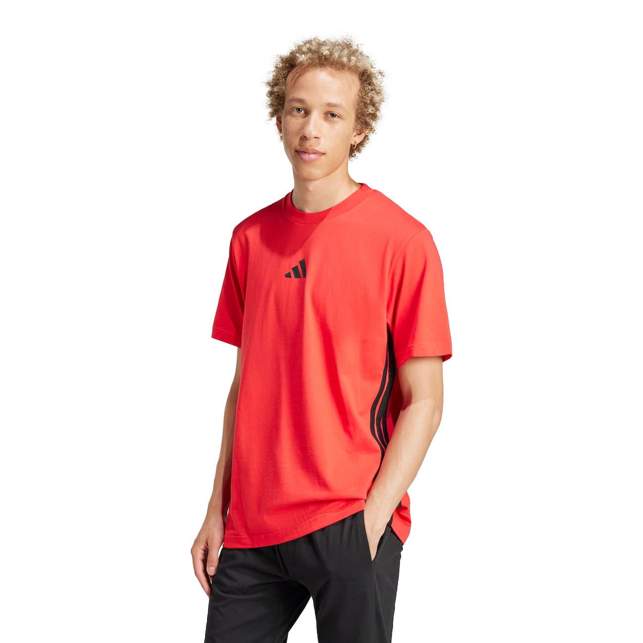 Camiseta Masculina adidas Manga Curta 3 Stripes