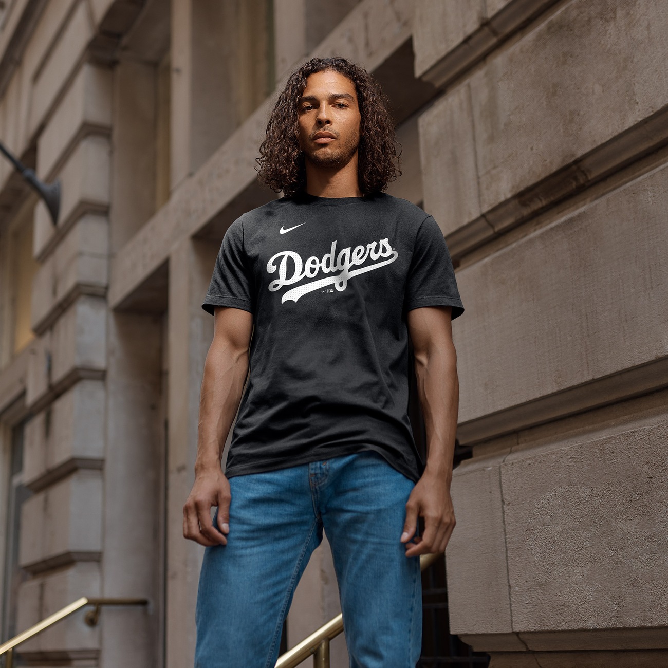 Camiseta Nike MLB Fuse Wordmark Los Angeles Dodgers - Masculina em