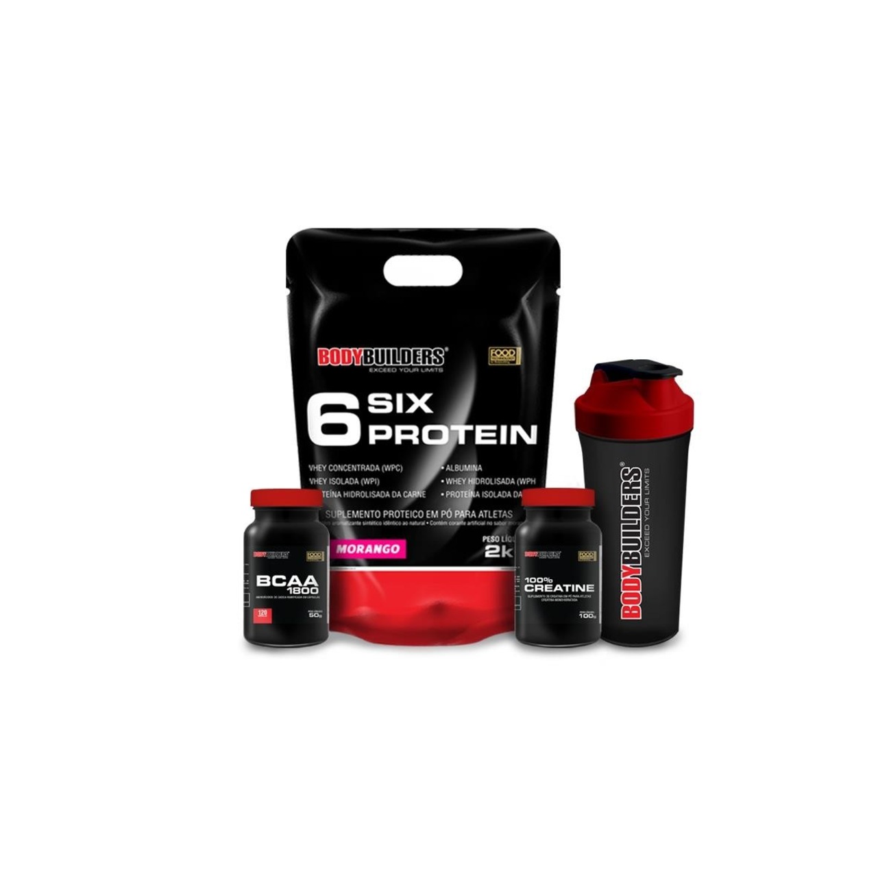 Kit Bodybuilders com Proteína Six Protein 2kg + BCAA 1800 120 caps ...