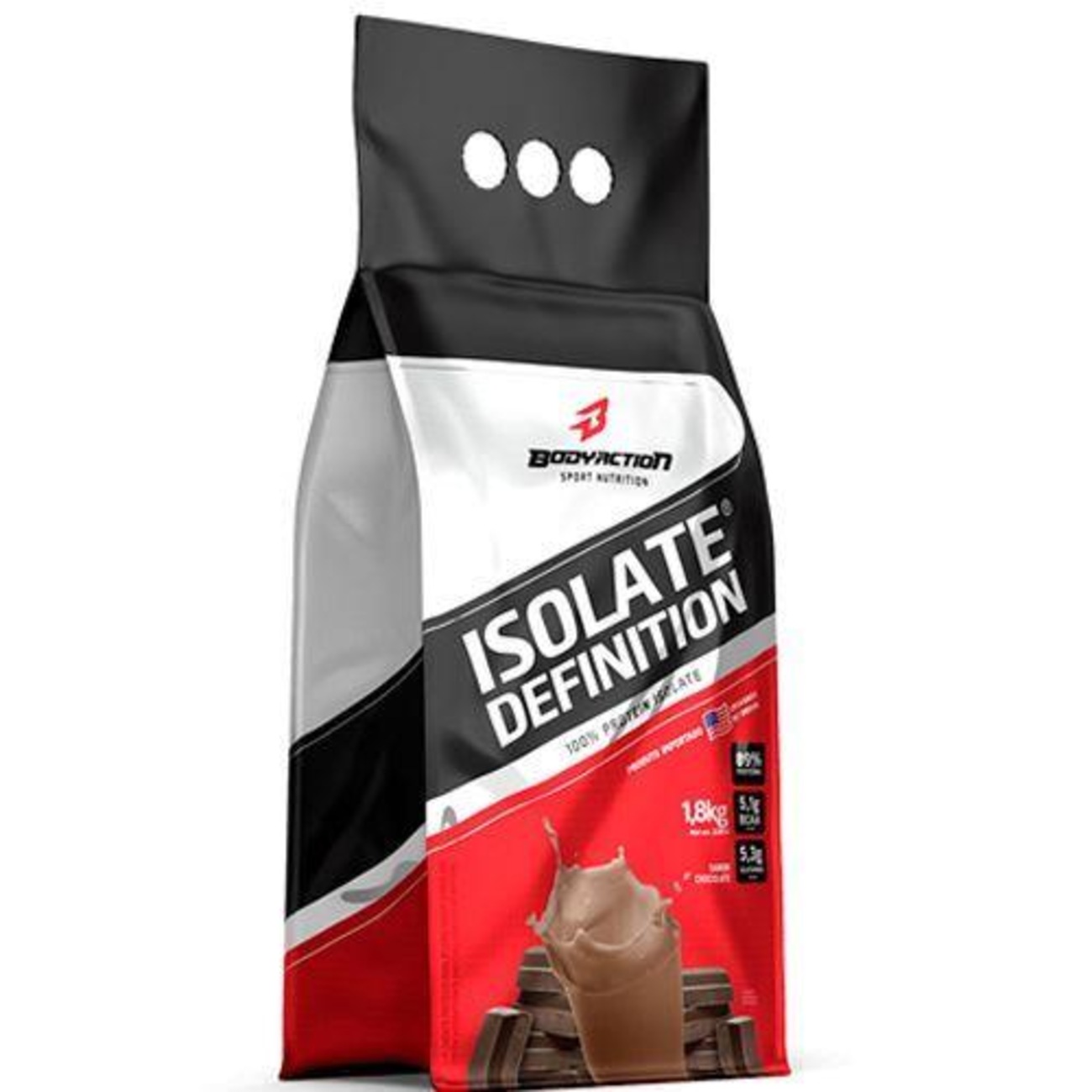 Whey Isolate Definition BodyAction Refil Chocolate 1,8Kg em