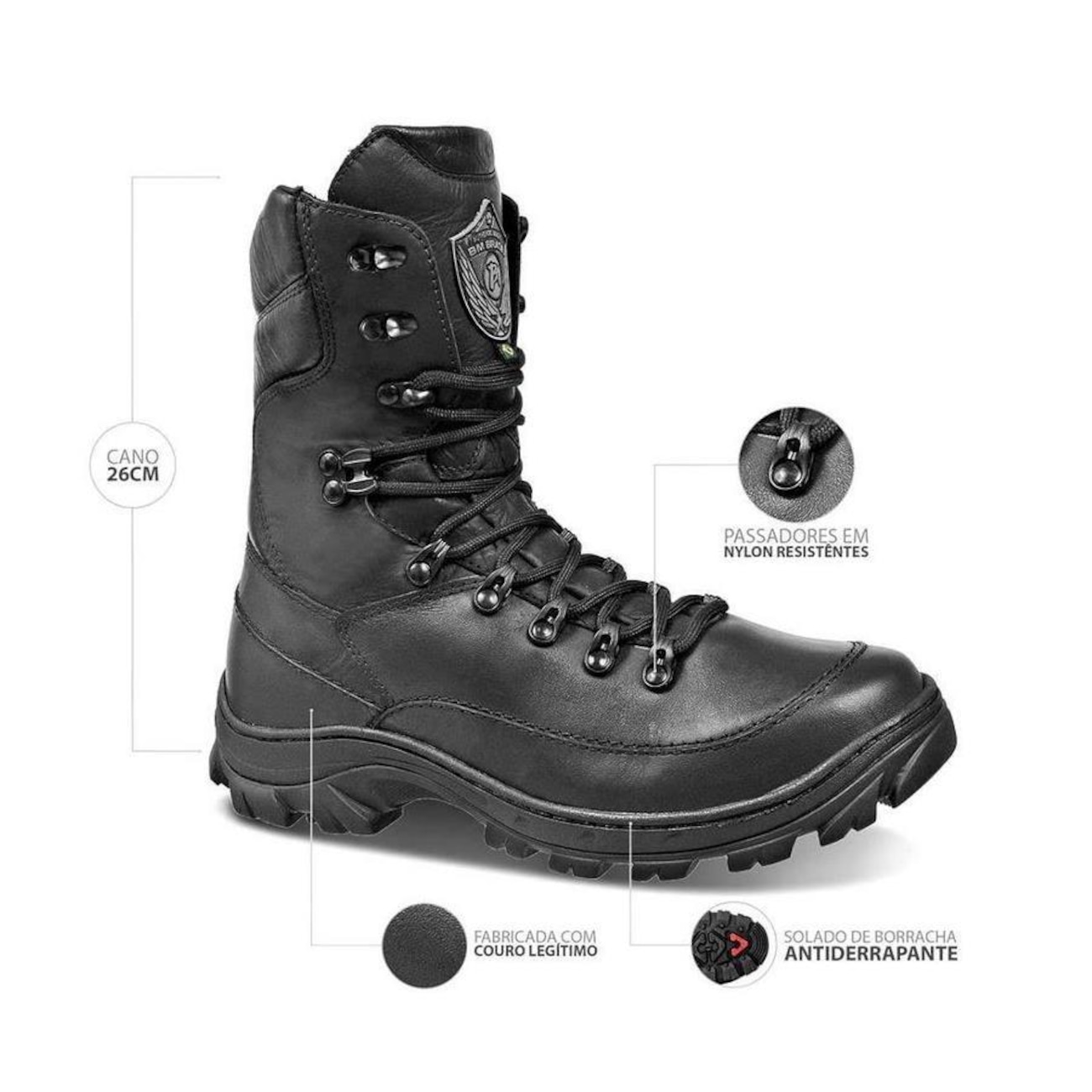 Bota Coturno Militar BM Brasil em Couro 518302 Masculina Centauro