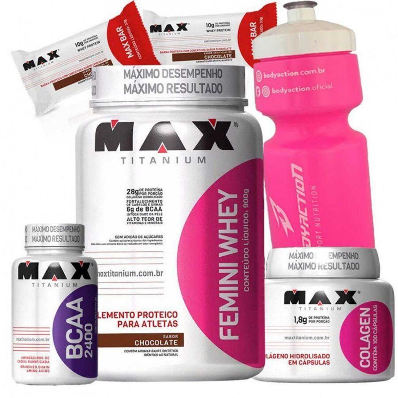 Suplemento para Mulher - Femini Whey Concentrado + BCAA 2400 + Colágeno ...