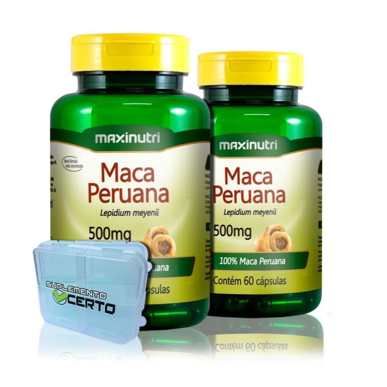 Kit 2x Maca Peruana Maxinutri - 500mg - 60 Caps + Porta Cápsulas | Centauro