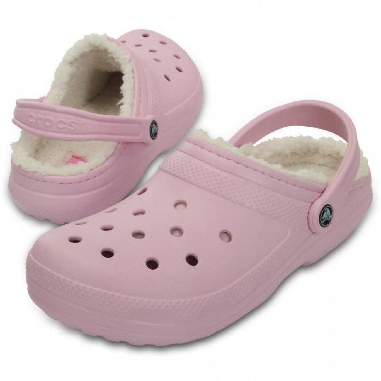 fur lined crocs pink