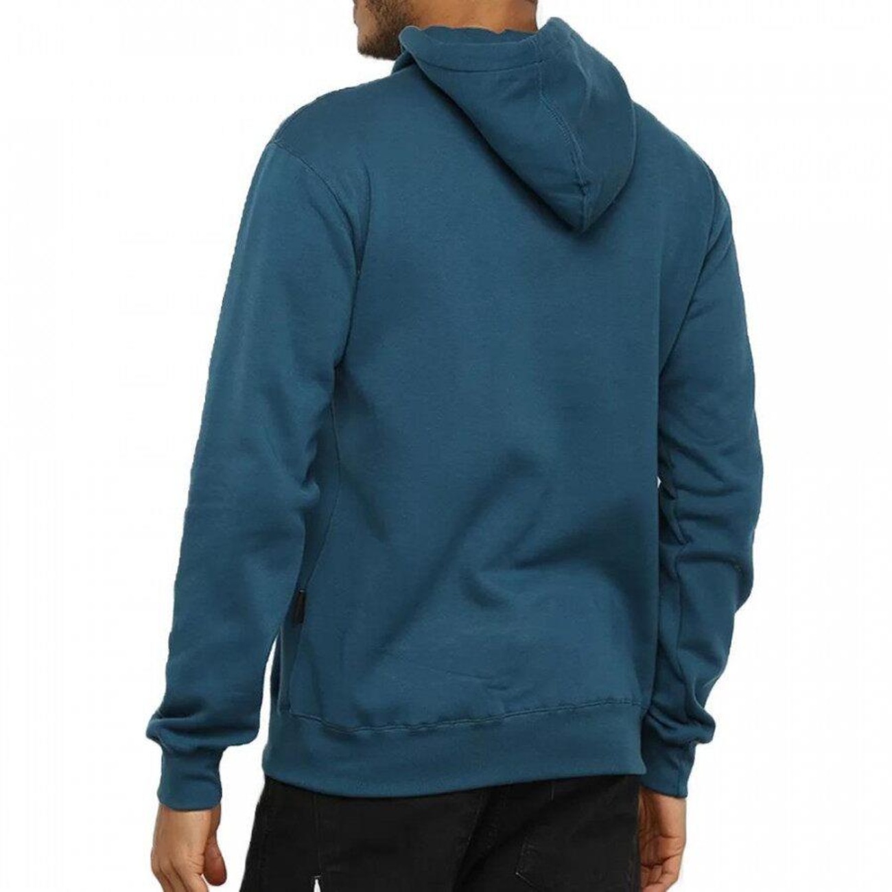 plain navy zip up moletom com capuz