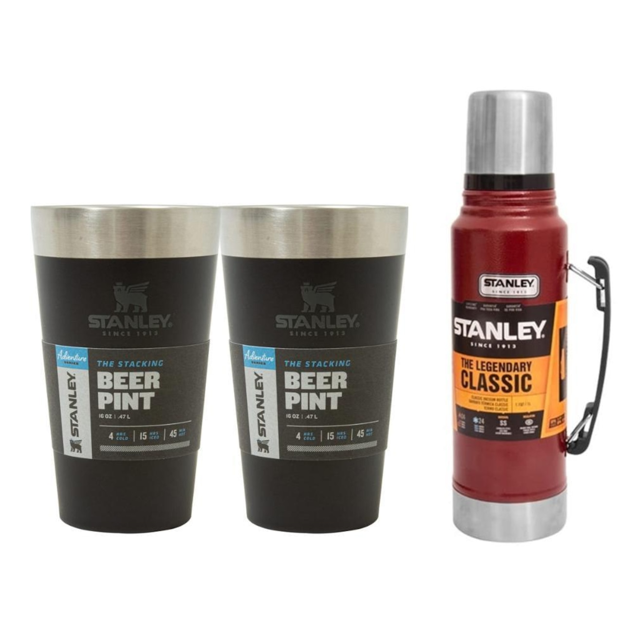 Kit Stanley com 2 Copos Térmicos - 473ml + Garrafa Térmica - 1 Litros ...