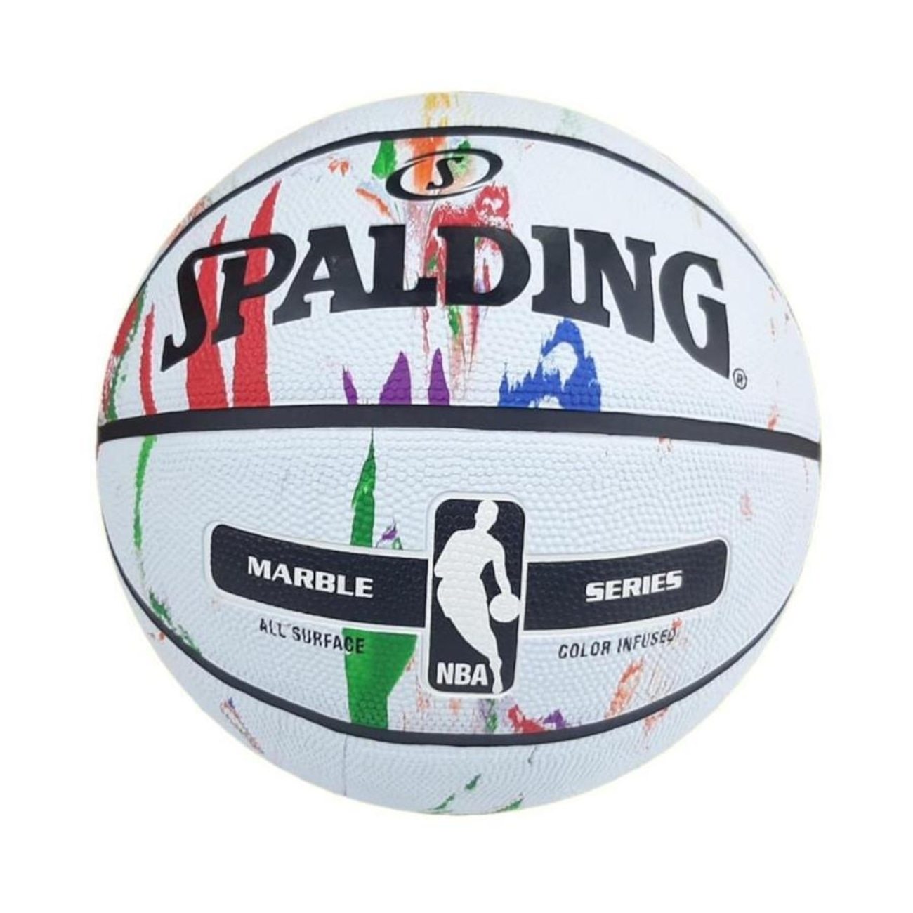 Bola de Basquete NBA Spalding Marble Series Rainbow Tam 7 - Branco