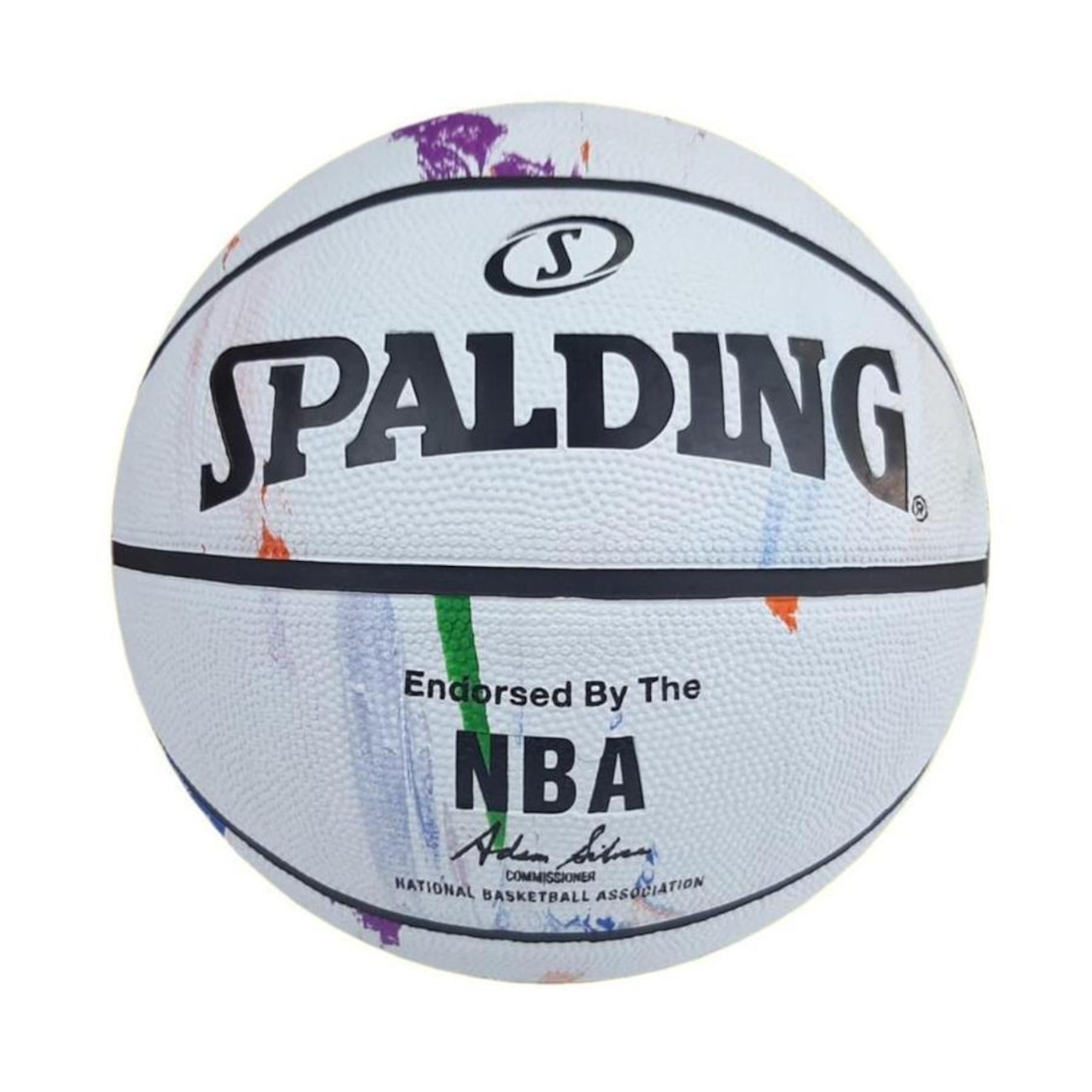 Bola de Basquete NBA Spalding Marble Series Rainbow Tam 7 - Branco