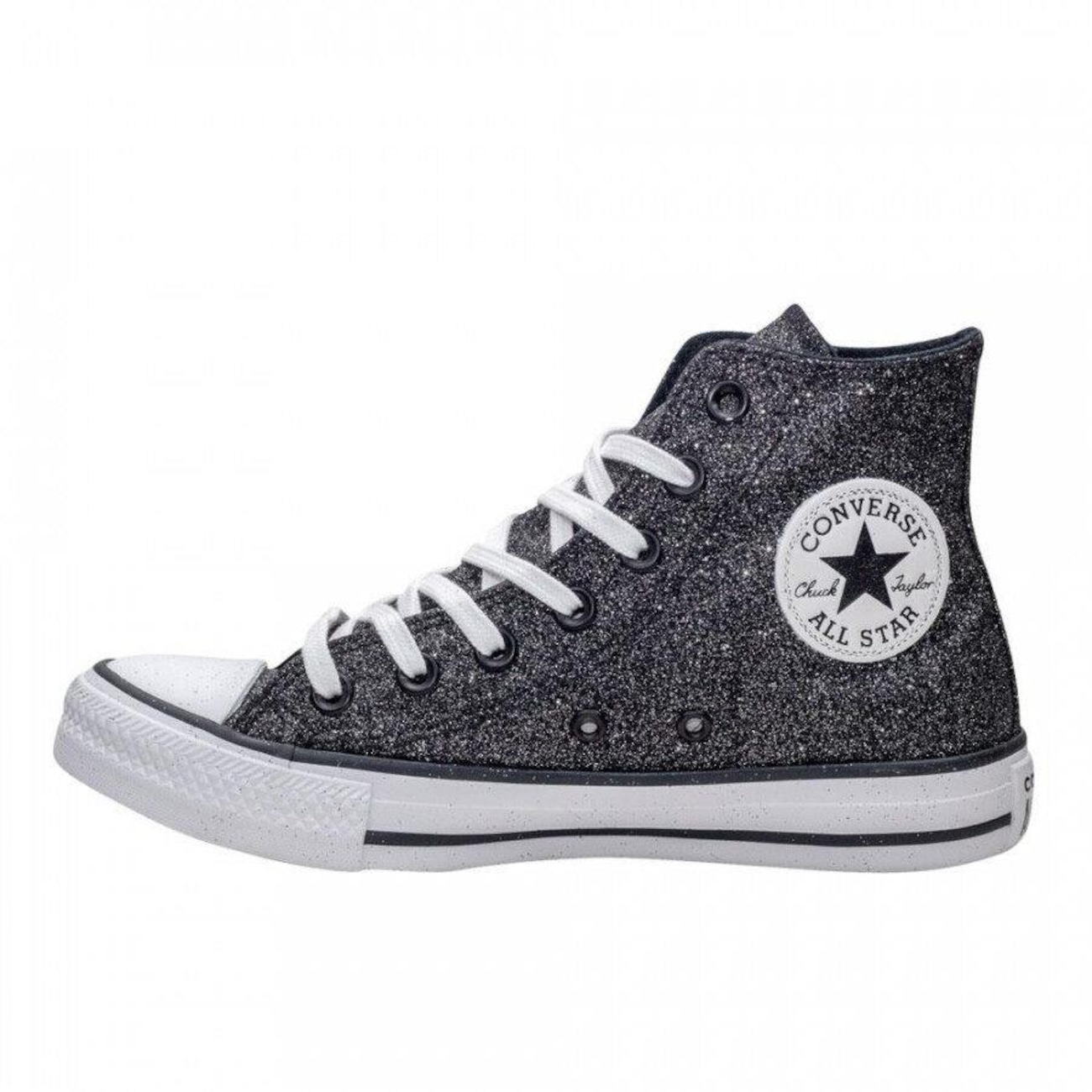 Tenis All Star Preto Brilho Cano Alto Feminino Premium