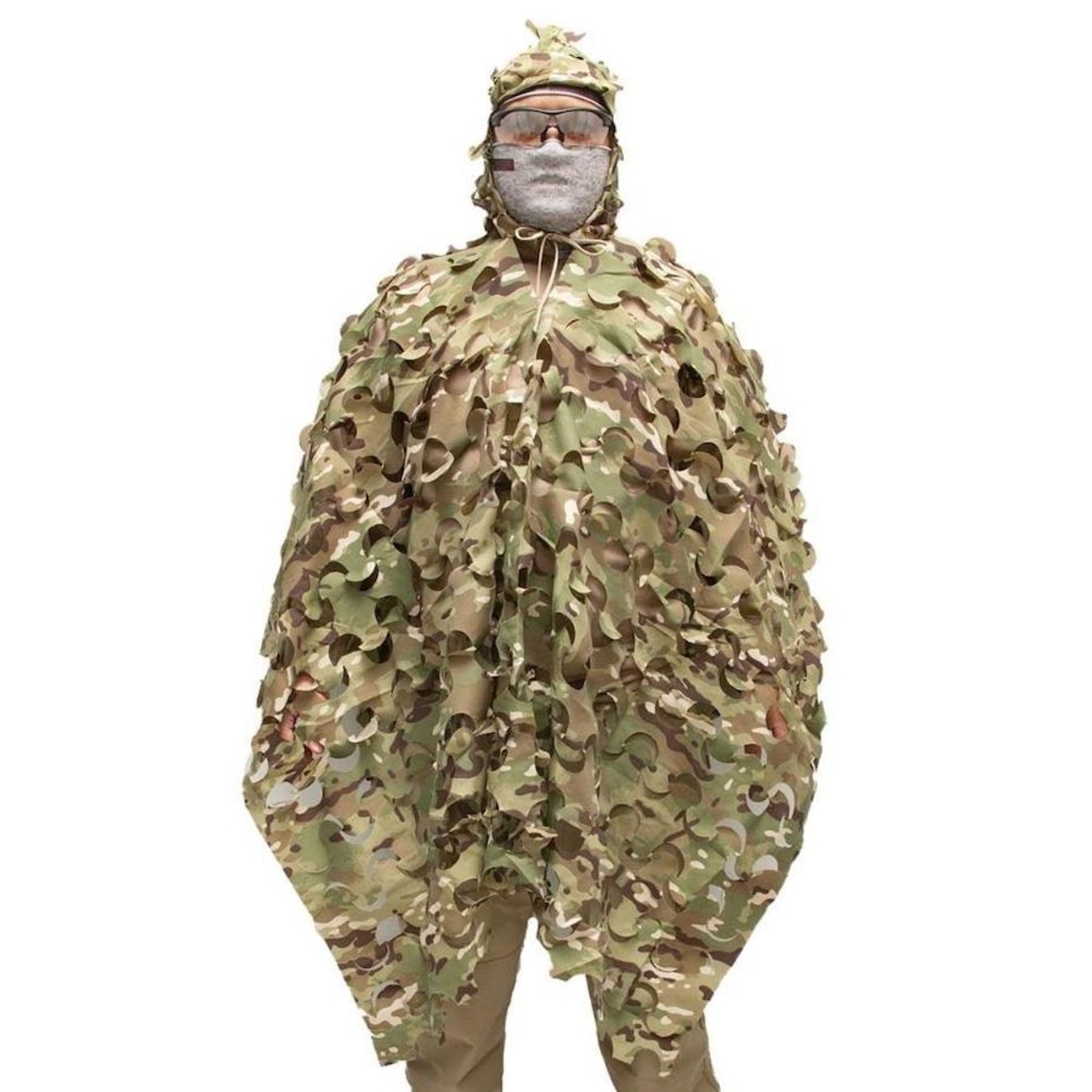 Capuz Poncho Ghilie Sniper Camuflado Safo Militar Polyripstop Cores:Preto